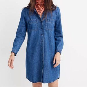 Madewell Denim Puff Long Sleeve Jean Shirt Dress Harris Wash Size S